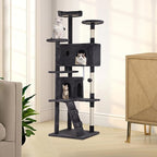 Heavy Duty Cat Tree, 70 Inch Tall Tower With 3 Top Perches Platforms & 2 Cozy Condos, Climbing Tower With Ladders & Sisal Pole, Scratching Tree for Large Cats Play House, Grey