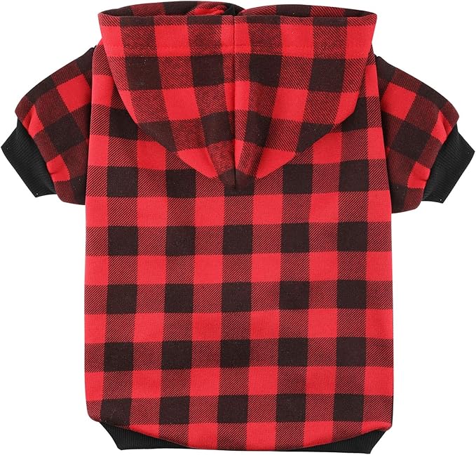 Plaid Dog Hoodie Sweatshirt Sweater for Extra Large Dogs Cat Puppy Clothes Coat Warm and Soft(XXL)