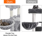 Topeakmart 42in Cat Tree Tower for Indoor Cats, Cat Condo with Perch & Hammock, Activity Center, Multi-Level Cat Furniture with Scratching Posts, Cat House, Light Gray