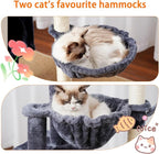 Heybly Cat Tree, 39.4 Inches Tower Condo with Scratching Post, Cat Tower for Indoor Cats, Fully Wrapped Sisal Pole, Soft Platform, 2 Baskets and Dangling Toy, Smoky Gray HCT006SG