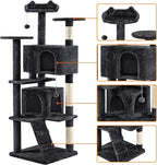 Topeakmart 70in Cat Tree, Multi-Level Cat Tower with Scratching Post Dangling Ball and Condos Cat Furniture for Indoor Cats, Black