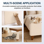 157.5" x 15.8" Cat Scratch Furniture Protector, Self-Adhesive Couch Protector from Cat Claws, Cats Scratching Mat for Couch, Sofa, Wall & Door, DIY Cat Scratch Pads Replacement, 2 Pack (Off White)