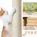 Topeakmart Cat Tree Tower for Indoor Cats, 34.5in Cute Cat Tree Activity Center with Condo & Scratching Post, Multi-Level Cat Climbing Tower Play House w/Large Perch, Platform, Basket, Black