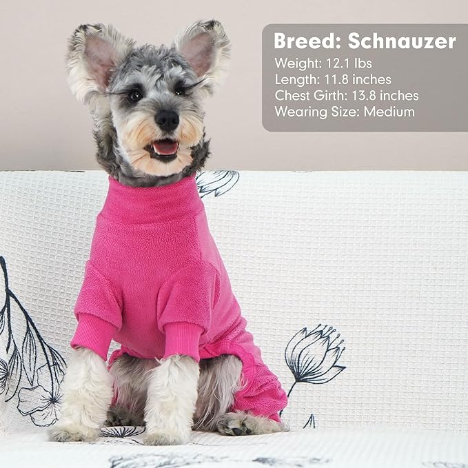 cyeollo Dog Pajamas Warm Fleece Small Dog Pjs Thermal Dog Onesie Stretchable Jumpsuit Pet Coats for Small Dogs Girls Apparel, Color Fuchsia