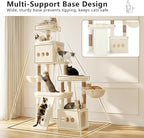 Heybly Cat Tree, 72.4-Inch Anti-Tip Cat Tower for Large Cats, All-in-One Cat Furniture with Spacious Perches, Multiple Interactive Areas, Extra-Large Sisal Scratching Board, Beige HCT060M