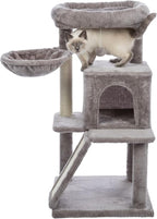 TRIXIE Pepito 39.4" Cat Tower, 3-Level Cat Tree with Sisal Scratching Posts and Ramp, Plush Condo and Hammock