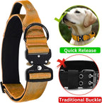 Heavy Duty Tactical Dog Collar, Adjustable Nylon with Metal Buckle, Multiple Colors (Orange, L)