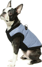 Gooby Fashion Vest Dog Jacket - Gray, Medium - Warm Zip Up Bomber Vest with Dual D Ring Leash - Winter Water Resistant Small Sweater - Clothes for Small or Medium Dogs