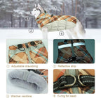 Lelepet Warm Dog Winter Coat Dog Coats for Medium Dogs Waterproof Dogs Jacket with Harness Built in Reflective Cold Weather Coats Windproof Zip-Up Winter Fleece Vest Snowsuit Dachshund Brown Plaid