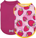 KYEESE 2Pack Dog Shirt, Lightweight Sun Protection Dog T Shirts for Medium Large Dogs Girl, Breathable Mesh Tank Top Sleeveless Pet Reflective Vest, Soft Summer Dogs Clothes, Strawberry+Rose Red, 2XL