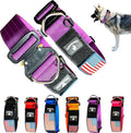 Tactical Dog Collar 2 Inch Wide Thick Heavy Duty Military Style with Metal Buckle, Adjustable for Medium - Large Breeds, Durable K9 Training Gear with Patch Area, USA Flag Patch, Strong and Secure Fit