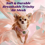 EcoBark Teacup Dog Harness - Luxury Step in Dog Harnesses XXXS - Reflective and Adjustable Vest Harness - Soft Mesh Halter Harness Vest for Puppies & Dogs (Baby Pink)