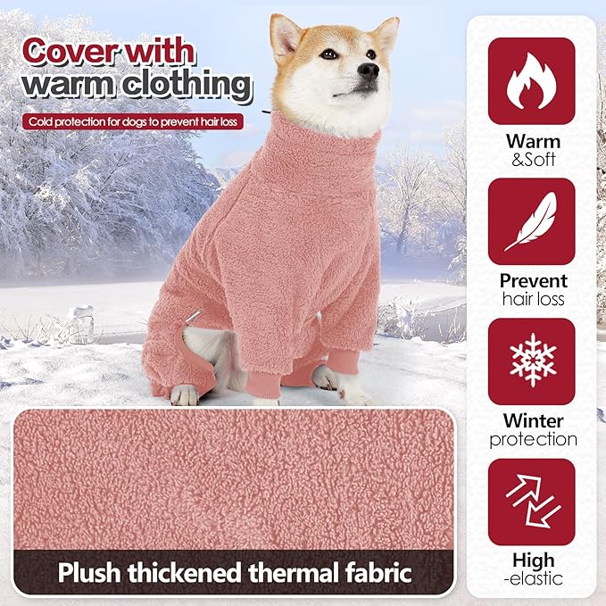 Dog Winter Coat for Small Medium Large Dog for Run Walk Sleep Warm Fleece Pet Sweater & Windproof Pajamas Snow Jacket Small Pink