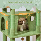 Taoqimiao 71 Inches Cat Tree for Large Cats 20lbs+, 3 Giant Perches, Multi-Level Cat Tree Tower, Widened Cat Condo with 9 Scratching Posts, Luxurious Hammcock & Basket, Cactus, MS034T
