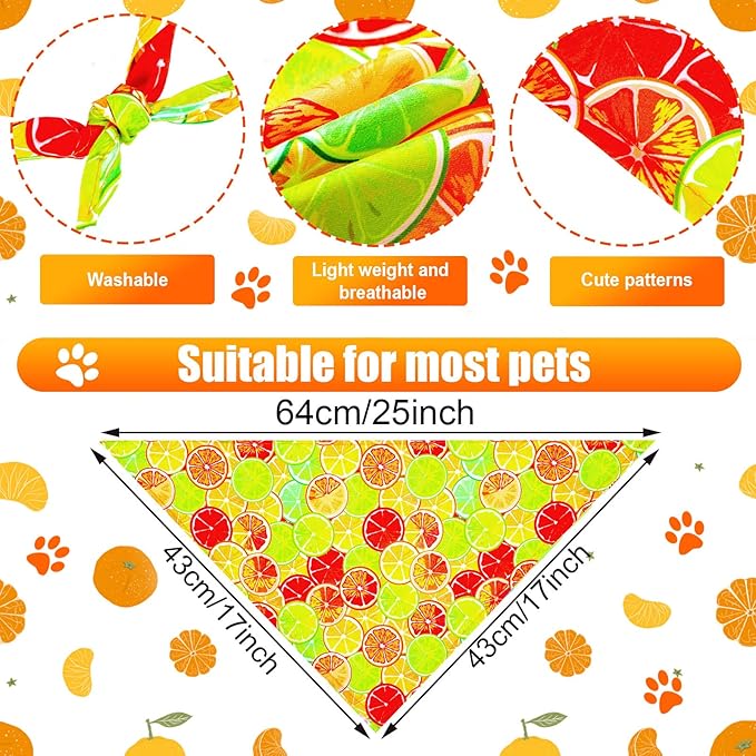 Eccliy 30 Pack Spring Dog Bandanas Bulk Summer Fruit Pet Bandanas Soft Triangle Dog Scarfs Polyester Bandana Pet Costume Cute Scarf Bibs with Flowers Patterns for Small Medium Large
