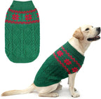 Warm Winter Pink Dog Sweater - Cold Weather Pet Clothes for Small Medium Large Dogs Indoor Outdoor, Soft Classic Knit Puppy Apparel Coat, Green, ML