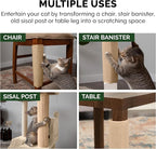 Furhaven Wrap Around Scratching Post Cover for Indoor Cats, Fits Posts Up to 3.5" Diameter, Durable & Less Mess - Tiger Tough Carpet Scratch Mat - Cream, Large