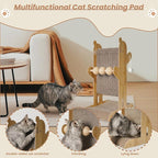 Cat Scratcher,T Shaped Vertical Cat Scratcher for Wall and Couch Protection, Cat Scratching Post with 5 Cat Ball Toys (Burlywood)