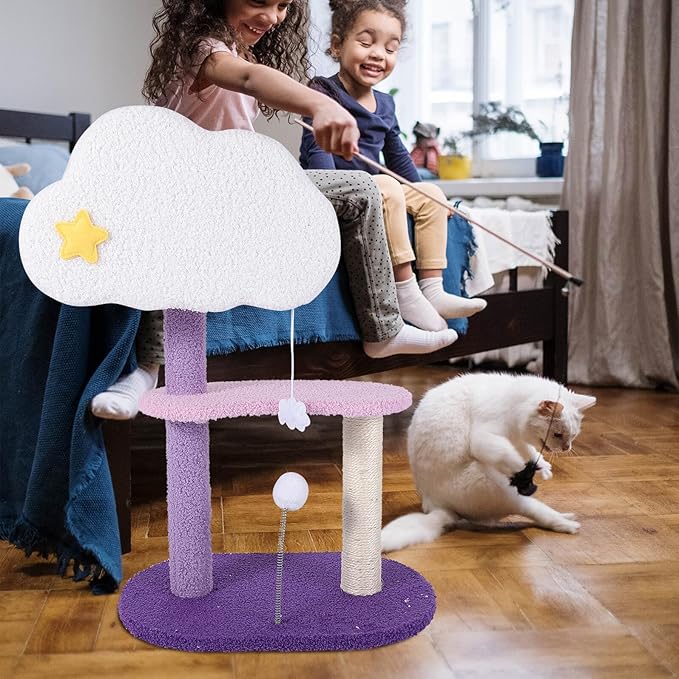 Amosfun Cat Climbing Frame with Scratching Posts Large Multi-Level Cat Tree Tower Kitten Jumping Platform Indoor Household Pet