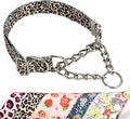 Martingale Collar with Chain,Adjustable Soft Durable Choke Collar for Medium Large XL No Pull Training Dog Collars-Leopard L