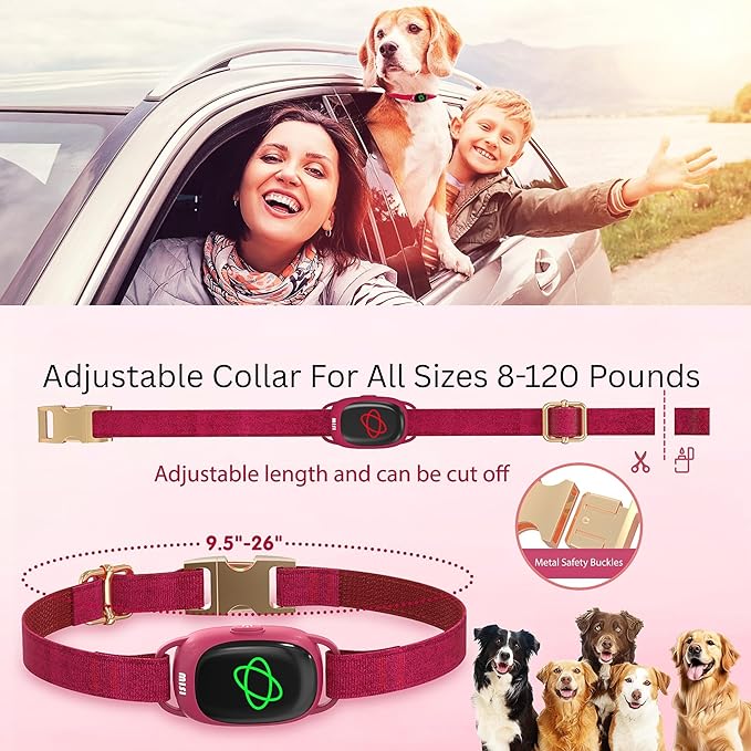 Dog Training Collar,Non-Shock Luxury Bark Collar-Adjustable Fit, No Shock for Small,Medium,Large Dogs, Advanced Technology with Remote, Automatic Bark Collar, Rechargeable, Anti-Barking,Red