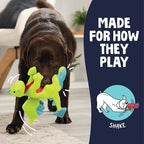 goDog Dragons Squeaky Plush Dog Toy with Double Chew Guard Technology, Durable Fabric & Squeaker for Active Play, Green, Large