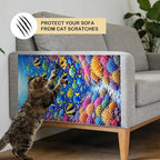 Nuxovilar Cat Scratching Mat 15.3x23.6 Inches Polyester Synthetic Fiber, Underwater Coral Reef Print, wall cat Scratcher, Scratch pad, Home Decor, Bathroom, Coastal Themed Room (2pcs)