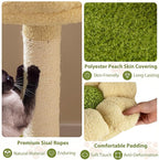 PETSITE Forest-Themed Multi-Level Cute Cat Tree, 40 Inches Tall with Sisal Scratching Posts, Condo, Dangling Ball, and Spring Toy, Ideal for Indoor Small & Medium Cats (21.5 x 16 x 40 inches)