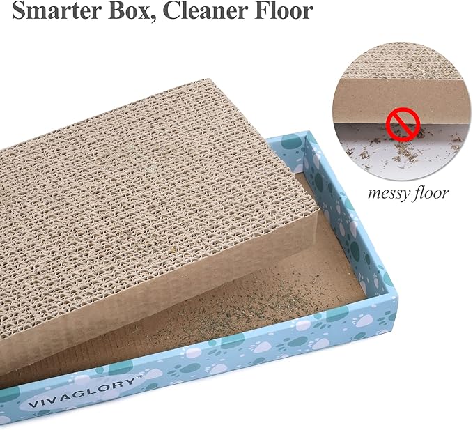 VIVAGLORY Cat Scratcher Padpal Cat Scratching Board, Cardboard Scratcher with Catnip for Indoor, Flat Scratch Board Scratch Pad Cardboard for Kitten, Narrow, 3Pack