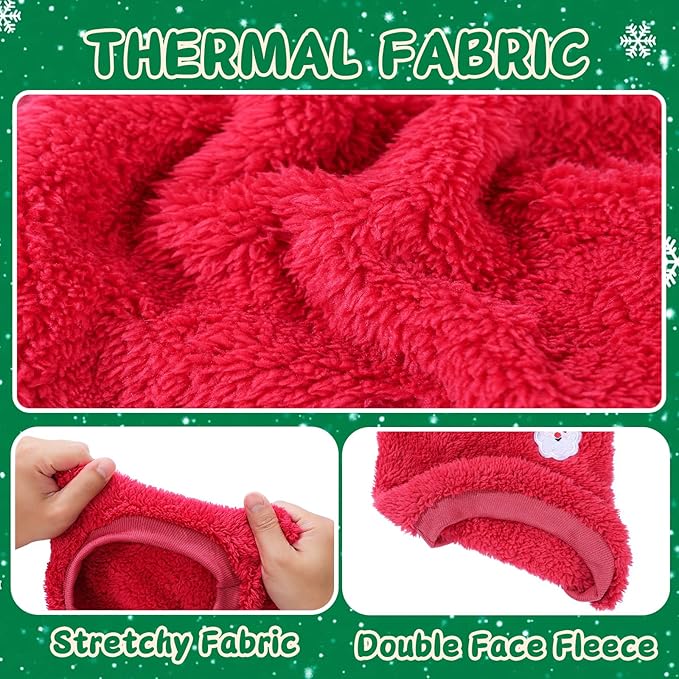 2 Pieces Dog Sweater for Small Dogs Winter Warm Puppy Sweater Fleece Cute Dog Clothes for Dogs Like Chihuahua Yorkie Thick Pet Clothing (Xmas Red, Green, Medium)