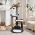 Modern Cat Tree Tower for Large Cat with Scratching Post for Indoor, 46 inch Multi-Level Cat Tower with Handwoven Beds, Cat Cave, Dangling Balls
