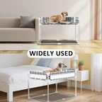 Bedside Window Pet Cat Bed - Dog Bed with Guardrail Extension Attached to Human Bed Height Elevated Dogs Cats Window Perch Bedside Dog Cot Sleeper Hammock Furniture Pet Beds (34'' x 20'' x 24'')