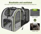 Pecute Cat Backpack Carrier XL, Expandable Pet Backpack Curtain Design for Cats Dogs Up to 15lbs, with 4-Side Breathable Mesh, Multi-Entry & Lockable Zippers for Travel, Hiking, Camping - Hands Free