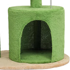 VINGLI Cat Tree for Indoor Cats, 32 inch Small Cat Tower, Cactus Cat Tree Scratching Posts with Jump Platform (Green & Beige)