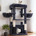Hey-brother Cat Tree Tower with Extra Large Platform, Spacious Condo, 2 Cozy Hammocks, Self-Grooming Brush, Sisal Scratching Posts for Big Indoor Adult, Maine Coon, 35.4 Inches, Smoky Gray MPJ060G
