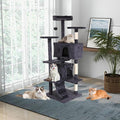 Heavy Duty Cat Tree,54 Inch Tall Cat Tower,2 Cozy Condos,Scratching Posts,Ladders & Sisal Pole,Multi-Level Perches Platforms for Indoor Cats,Sturdy Pet Climbing Furniture,Light Gray