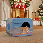 NUNU LAB Plastic Cat House Outdoor, Cats House for Indoor, Weatherproof Cat House, Camera Shaped Design, with Escape Door, for Small to Medium Cats (Blue)