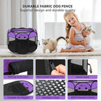 Dog Cat Playpen, Puppy Pet Playpen, Small Dogs Tent Crates Cage Indoor/Outdoor, Portable Pop Up Dog Kennel Playpen with Carrying Case for Dogs/Cats/Rabbits,Purple