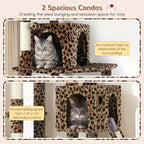 Globlazer Heavy Duty Cat Tree Tower, 70inch Sturdy Cat Tree for Indoor Cats Sturdy Large Cat Tower with Scratching Post and Board, Hammock, 2 Cat Condo for Adult Cats Kittens, F70 Pro, Leopard Print