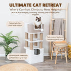 Trixie Lucano Cat Tree, 39.8-in Cat Tower with 8 Jute Scratching Posts & Plush & Sisal Covered Condo, Sturdy Base, Interactive Pom-Poms, Indoor Furniture for Climbing & Relaxation, Brown