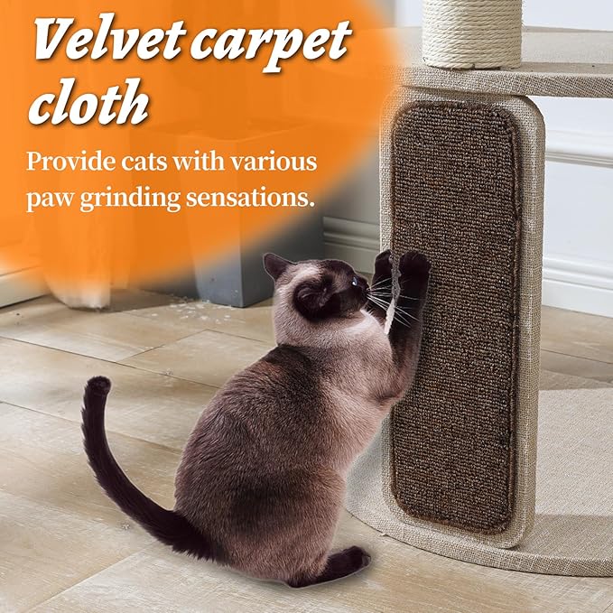 Cat Tree for Large Cats, 50'' Multi-Level Cat Tower for Indoor Cats, Sturdy Design with 6 Sisal Scratching Posts 1 Board, Space Capsule Perch, Hanging Plush Ball & Easy Assembly