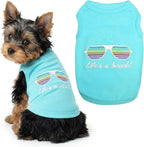 Parisian Pet Beach Dog Shirt – 100% Cotton Shirts for Small Dogs – Sleeveless Pet Vest – Lightweight and Breathable Dogs Apparel – Cute Summer Dog Clothes - Stretchy T Shirts for Pets