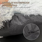 Cat Bed Round Fluffy Hooded Cat Bed Cave, Anti-Anxiety Cave Bed with Hooded Blanket, Cozy Cuddler Luxury Puppy Pet Bed, Anti-Slip Bottom and Machine Washable (Grey, Large)