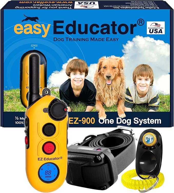Educator EZ-900 E Collar for Dog Training with Remote - 1/2 Mile Range, Waterproof, 256 Blunt Stimulation Levels, Tone or Vibration Mode, Night Tracking Light for Small, Medium & Large Dogs