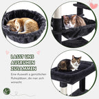 MUTICOR 81 inches Multi-Level Tall Cat Tree Tower for Indoor Kitties/Large Climbing Tree House for Big Feline/Condo/Sisal Scratching Posts/Plush Perches Platforms/Basket Hammock/Dark Grey