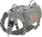 Forestpaw Dog Harness for Large Dogs,Tactical Dog Harness with Handle,No Pull Military Service Dog Vest with Pockets Adjustable for Walking Training,Gray,Chest 21.5-45"