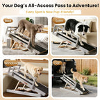 Dog Ramp for Bed, 5 Adjustable Height Wooden Ramp for Dogs from 16"–32", 17" Wide Pet Ramps for Dogs to Get on High Bed/Couch/Car with Soft Padding & Anti-Slip Grip, Up to 250LBS for Small/Large Dog