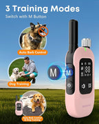 Delupet 2-in-1 Dog Shock & Bark Collar – 4500FT Dog Training Collar with Remote, 3 Training Modes & LED Light, IPX8 Waterproof E Collar with Anti-Barking for Small Medium Large Dog (Pink)