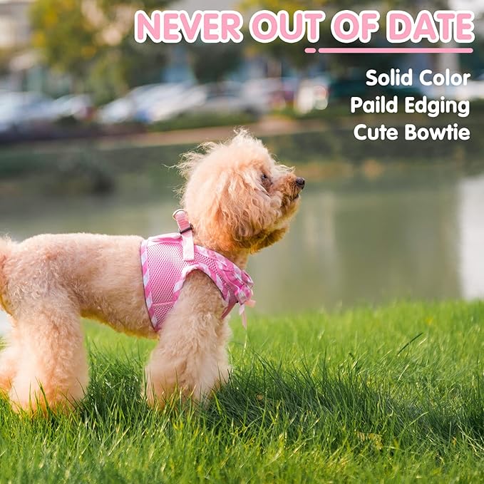 PUPTECK Dog Harness for Puppy and Small Sized Dogs, Step-in No Pull Soft Mesh Vest Harness for Cats Small Pets Walking, Pink, New XXS