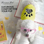 Parisian Pet Dog Shirt – 100% Cotton Shirts for Small Dogs - Sleeveless Yellow Puppy Vest with Paw Print – Breathable Pet Apparel – Pullover Summer Dog Clothes - Stretchy Funny T Shirts for Dogs